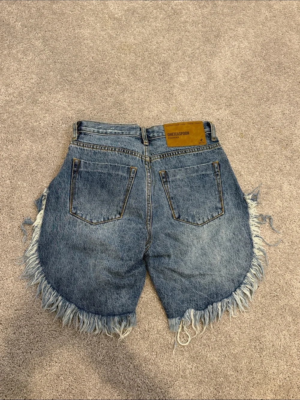 NWT One Teaspoon Frankies Low Waist Long Length Denim Shorts - Hollywood, 23